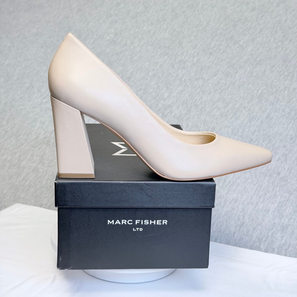 Marc Fisher LTD Yalina Light Natural Leather Block Heel Pumps 11M MLYALINA